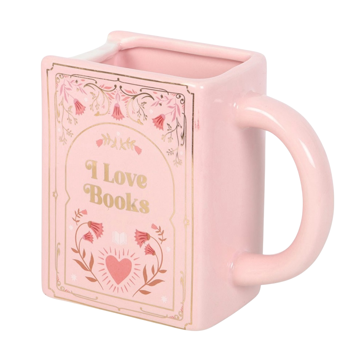 I Love Books Pink Book Shaped Mug
