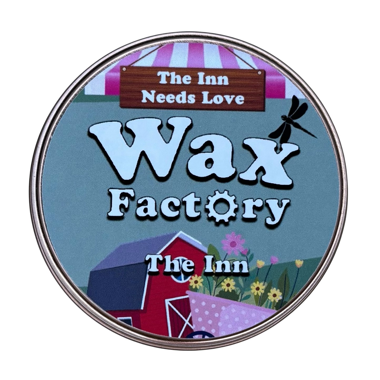 The Inn small tin candle