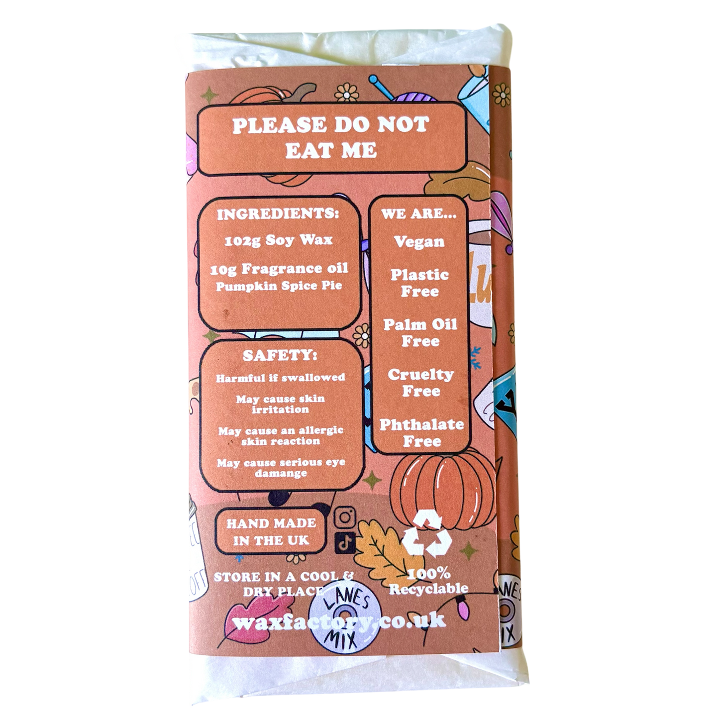 I, Am An Autumn large wax melt bar