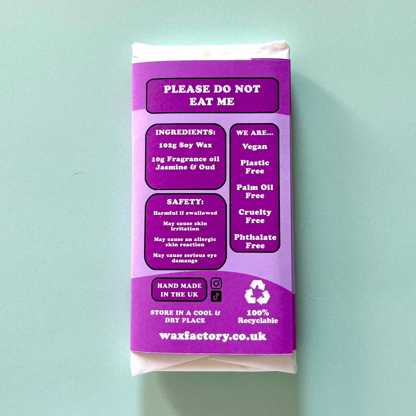 Jasmine & Oud large wax melt bar