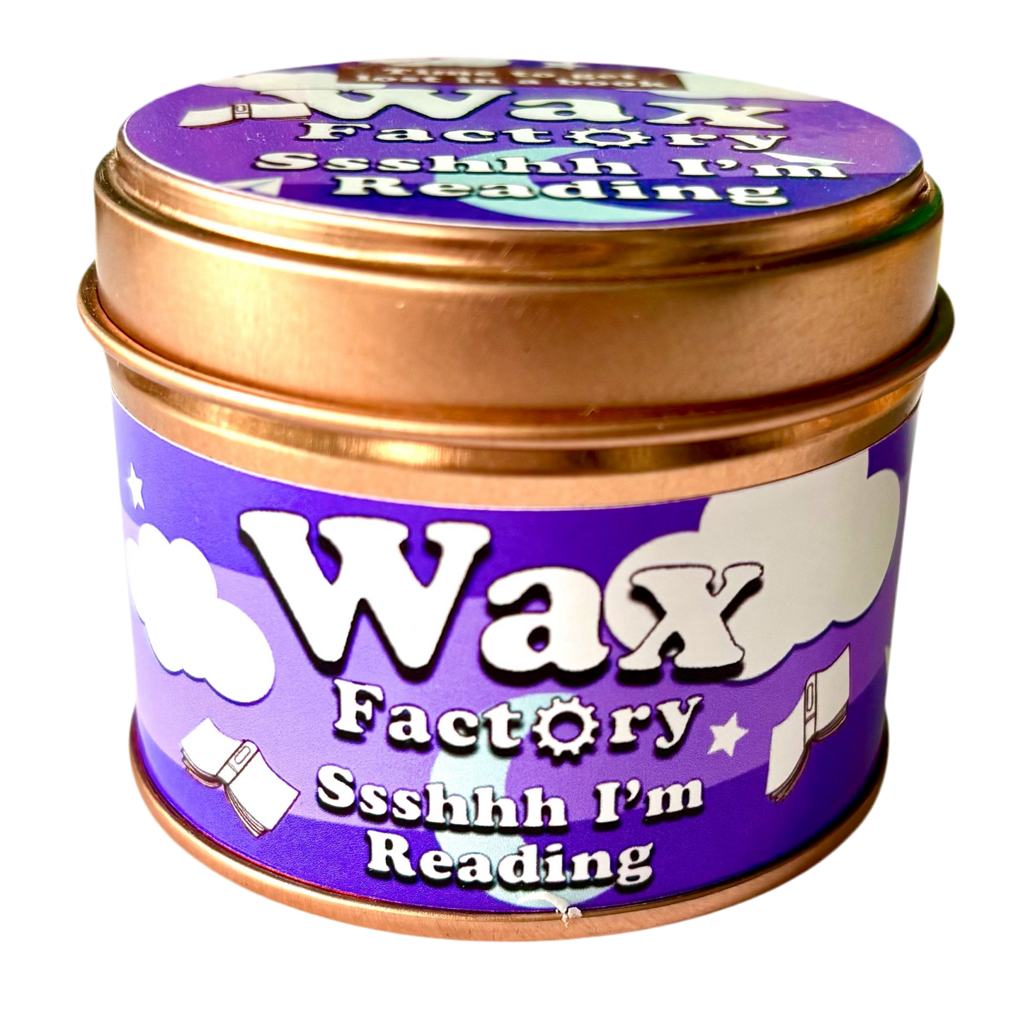 Ssshhh I'm Reading small tin candle