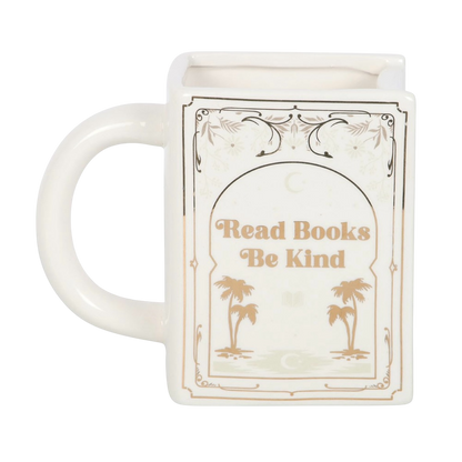 Read Books Be Kind White Book Shaped Mug