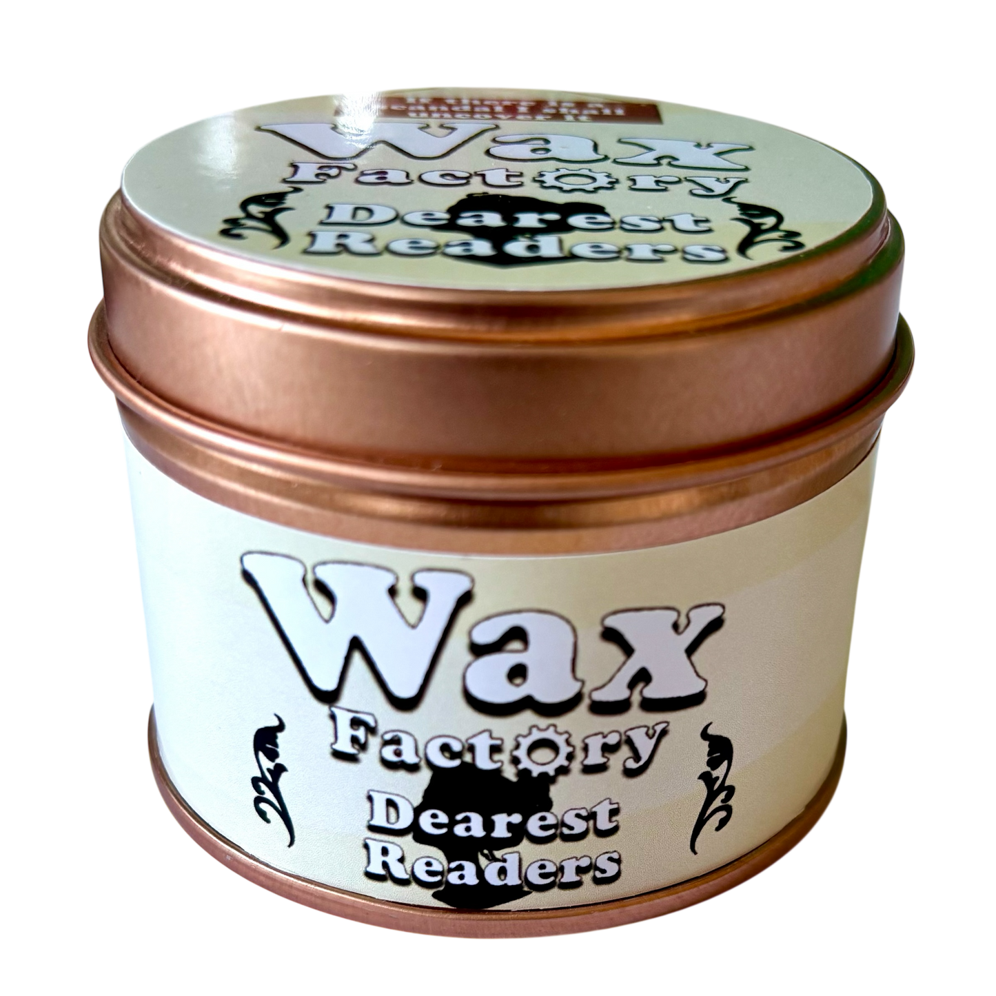 Dearest Readers small tin candle