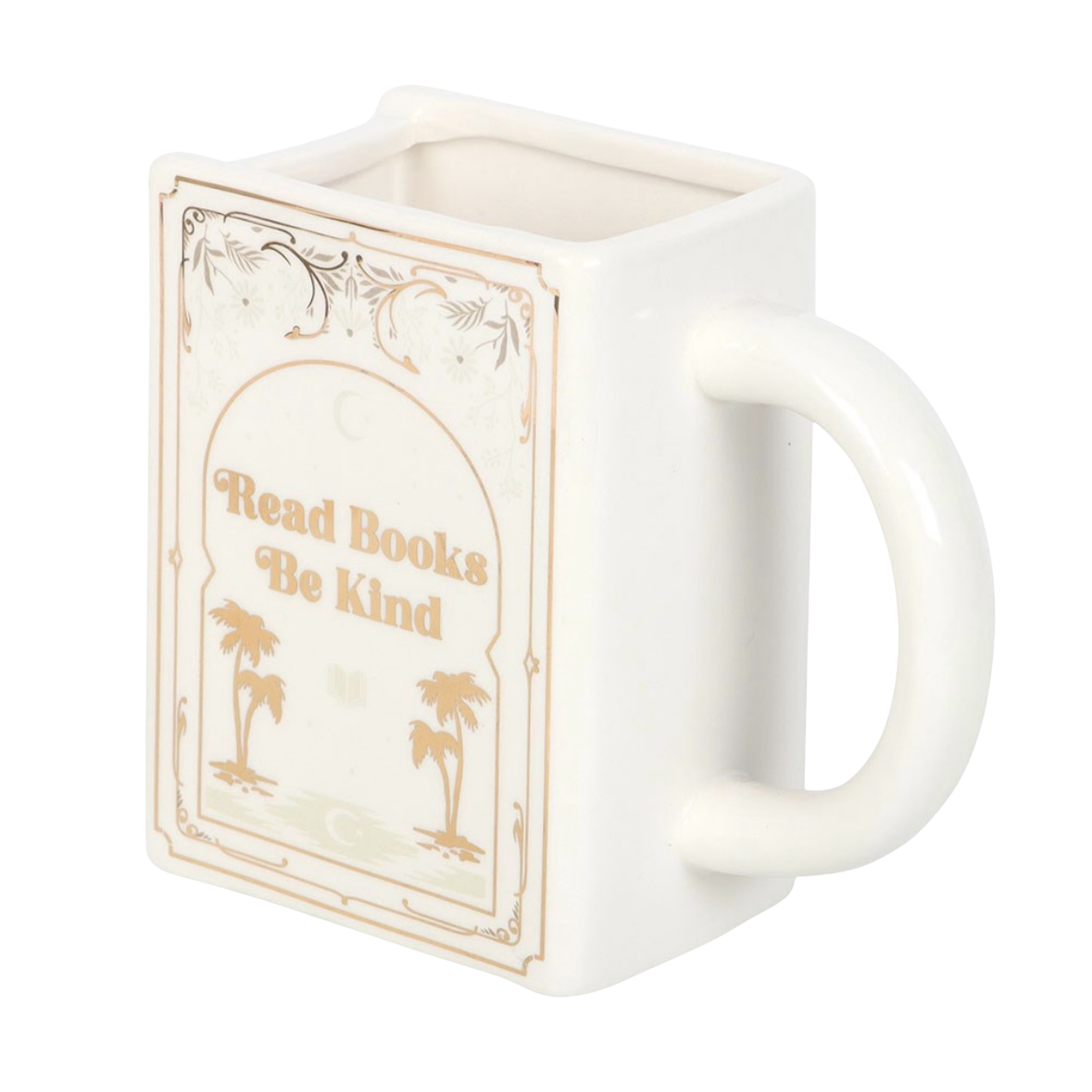 Read Books Be Kind White Book Shaped Mug